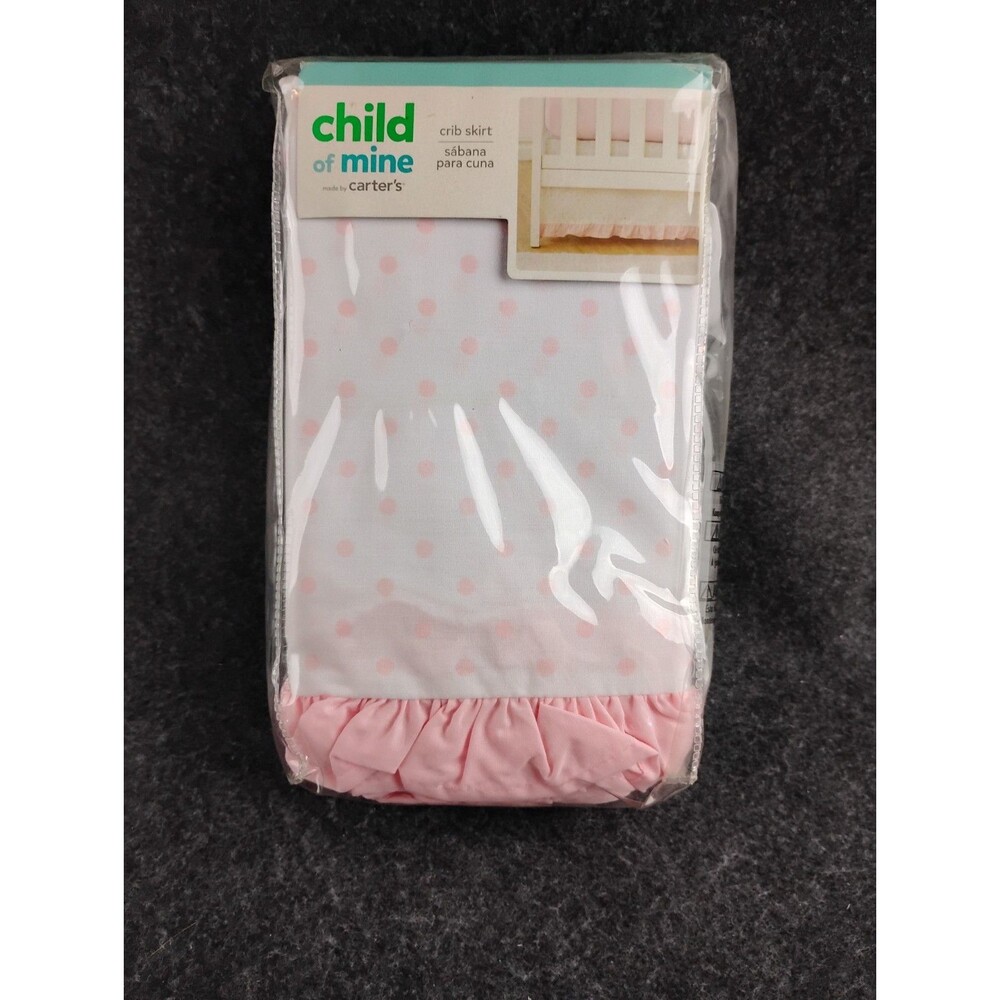 Carter's Dust Ruffle Crib Skirt Pink Polka Dot Child of Mine NEW